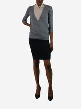 Load image into Gallery viewer, Grey high-neck jewel detail top - size XS Tops Fabiana Filippi 
