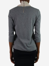 Load image into Gallery viewer, Grey high-neck jewel detail top - size XS Tops Fabiana Filippi 
