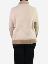 Load image into Gallery viewer, Cream ribbed cashmere high-neck jumper - size L Knitwear La Ligne 
