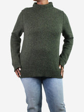 Load image into Gallery viewer, Green high-neck cashmere-wool blend jumper - size L Knitwear G. 
