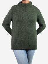 Load image into Gallery viewer, Green high-neck cashmere-wool blend jumper - size L Knitwear G. 
