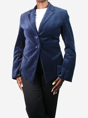 Blue single-breasted velvet blazer - size UK 14 Coats & Jackets Pamela Barish 