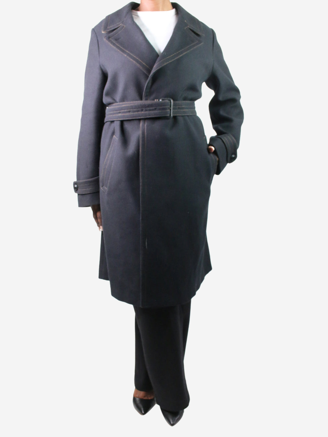 Navy belted coat - size UK 14 Coats & Jackets Joseph 