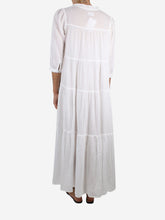 Load image into Gallery viewer, White cotton tie-neck midi dress - size S Dresses Honorine 
