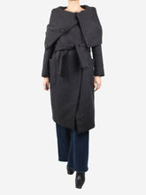 Load image into Gallery viewer, Grey wool blend coat with oversized collar - size UK 10 Coats &amp; Jackets Max Mara Atelier 
