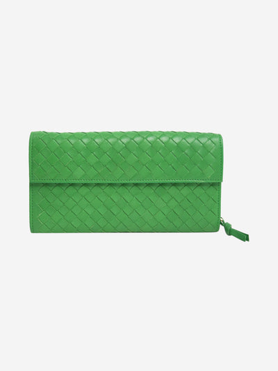 Green intrecciato flap leather purse Wallets, Purses & Small Leather Goods Bottega Veneta 