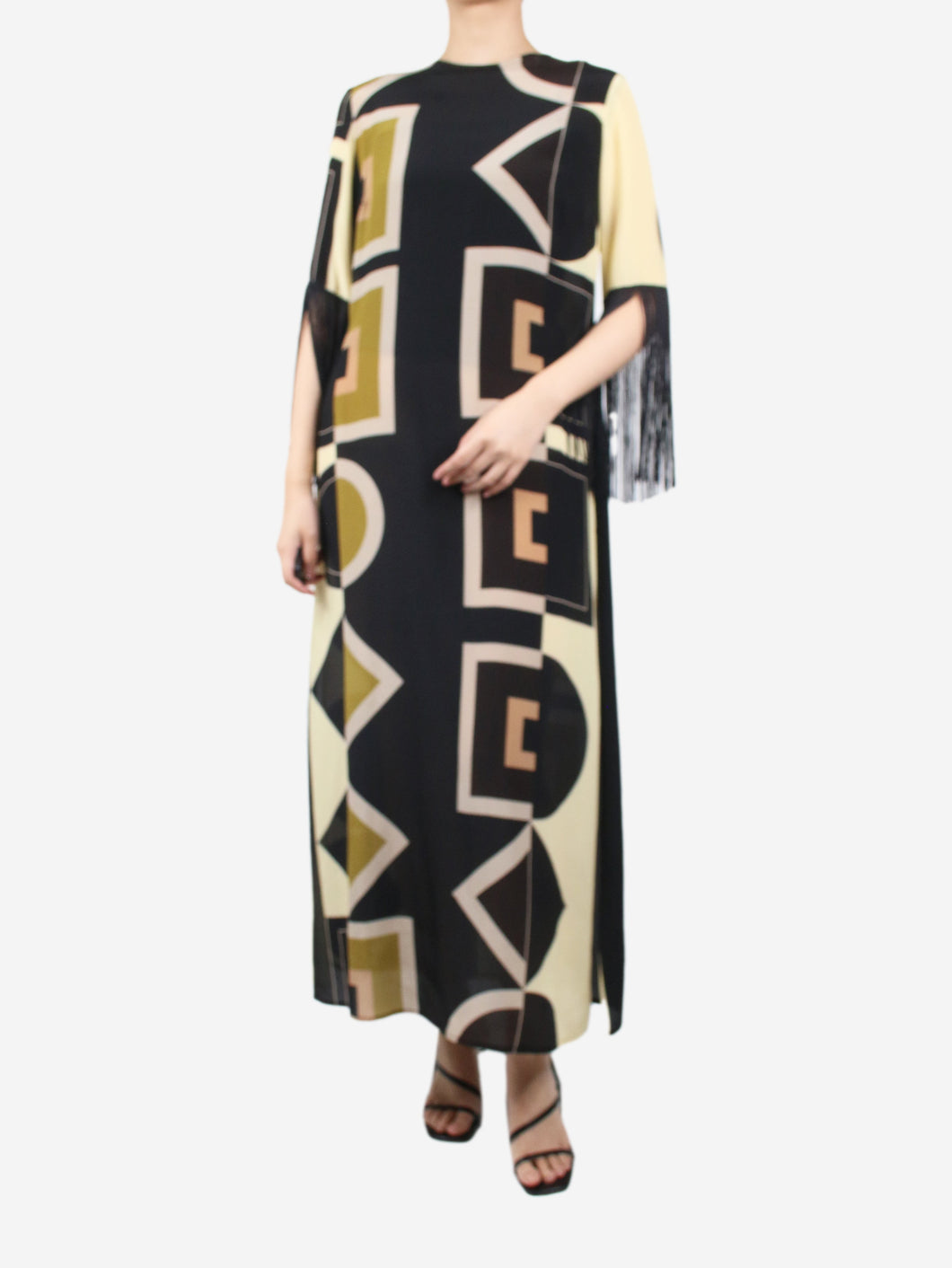 Black geometric printed dress - size M Dresses Louisa Parris 