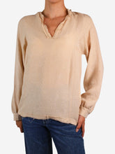Load image into Gallery viewer, Neutral silk raised floral pattern blouse - size S Tops Golden Goose Deluxe Brand 
