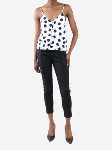 Mother of Pearl White polka dot top - size UK 8