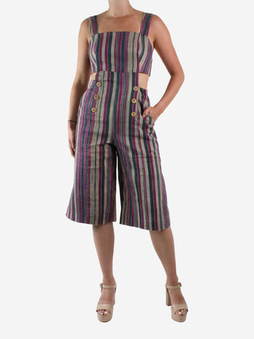 Multicolour demin striped dunagrees - size EU 36 Jumpsuits Sissa 
