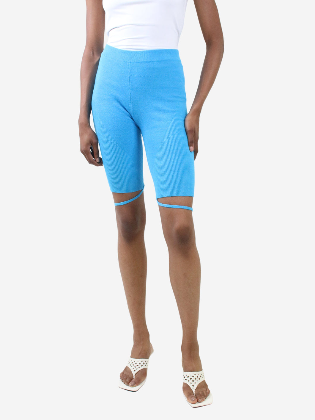Blue knitted cycling shorts - size FR 34 Trousers Jacquemus 