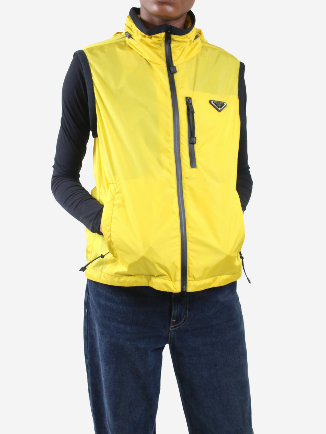 Yellow sleeveless hooded Re-nylon jacket - size IT 36 Coats & Jackets Prada 