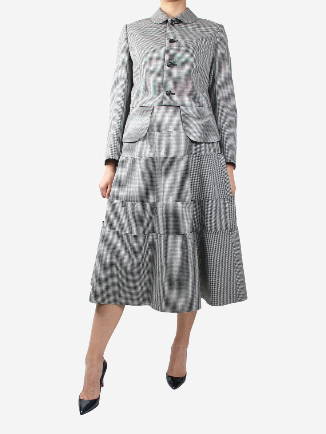 Black houndstooth skirt and jacket set - size XS/L Sets Comme Des Garçons 
