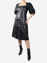 Load image into Gallery viewer, Black contrast-stitched leather dress - size EU 38 Dresses Ganni 

