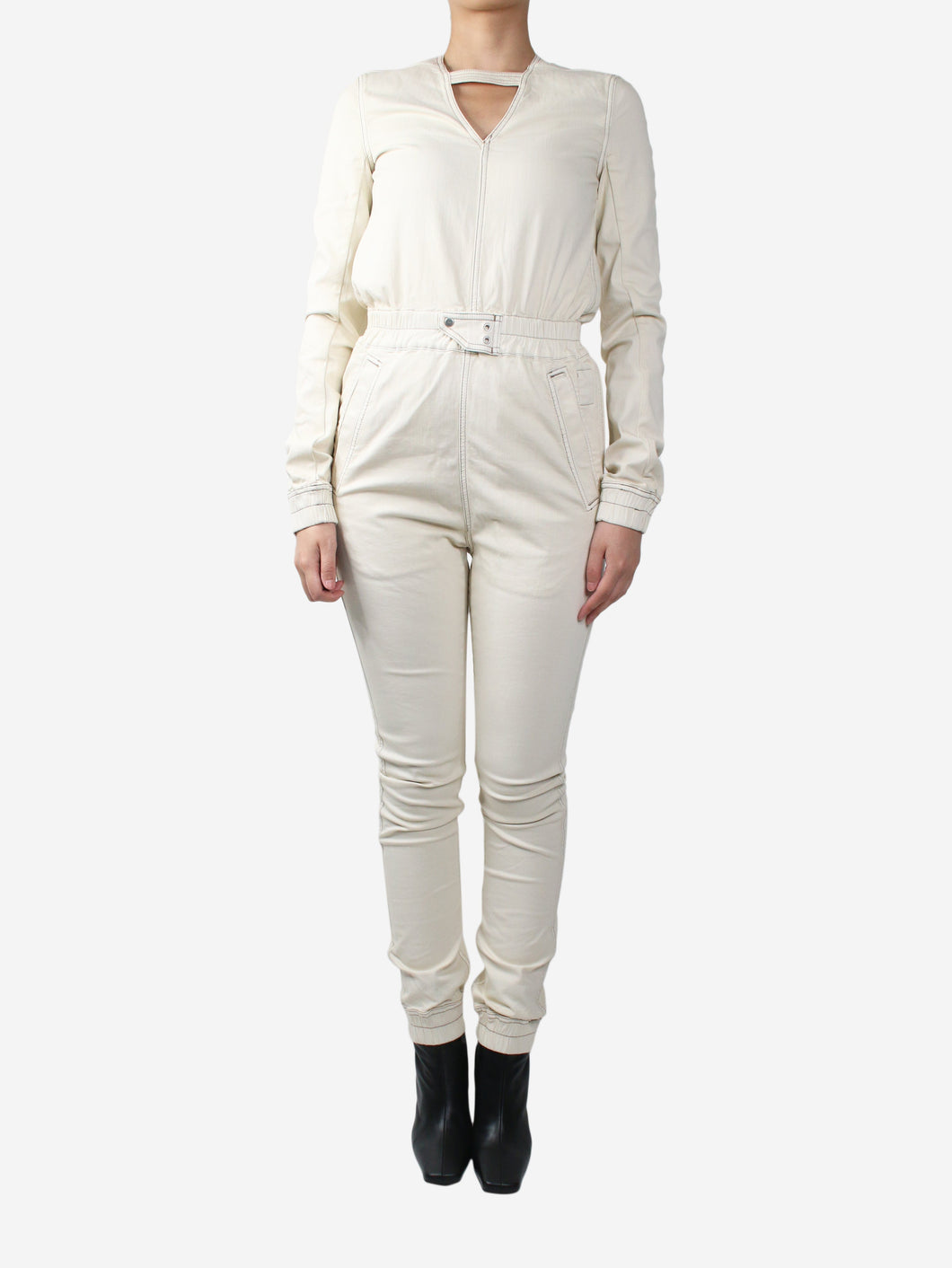 Cream contrast-stitched jumpsuit - size S Jumpsuits Rick Owens 