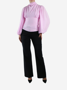 Emilia Wickstead Pink long-sleeved crepe top - size UK 8