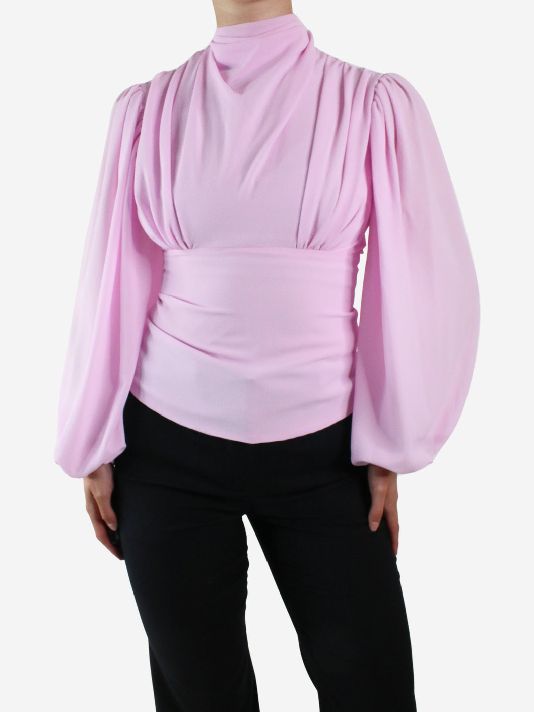 Pink long-sleeved crepe top - size UK 8 Tops Emilia Wickstead 