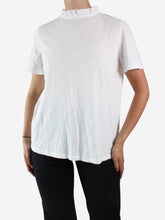 Load image into Gallery viewer, White ruffle neck short-sleeve top - size UK 8 Tops ME+EM 
