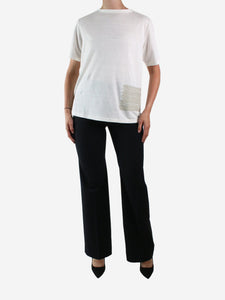 Fabiana Filippi White embroidered detail t-shirt - size UK 8