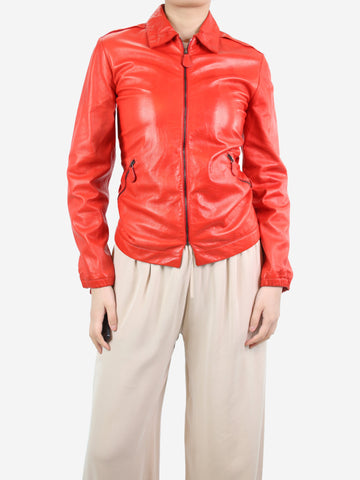 Red leather jacket - size UK 8 Coats & Jackets Bottega Veneta 