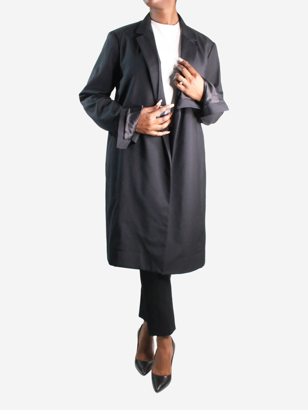 Black open wool coat - size FR 41 Coats & Jackets Celine 