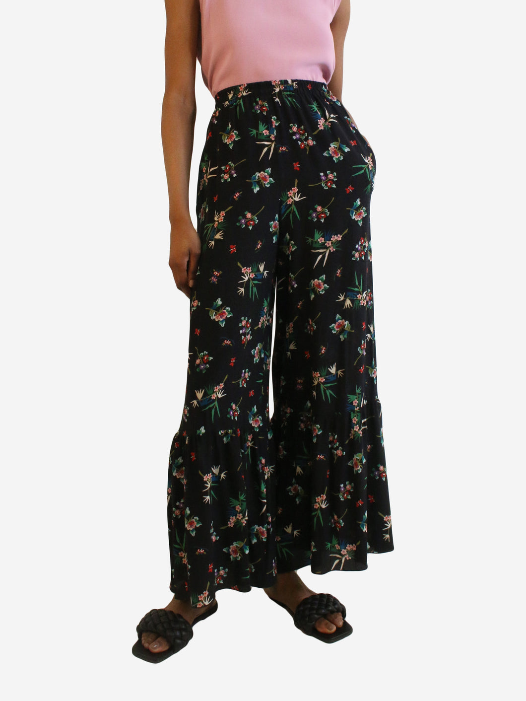 Black floral printed trousers - size IT 38 Trousers Red Valentino 