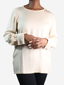 Max Mara Neutral silk blouse - size UK 14