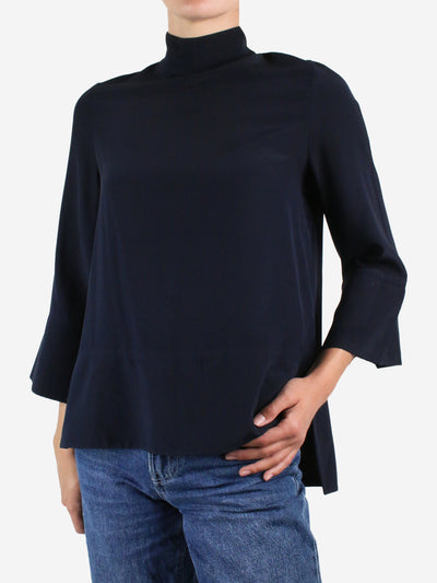 Navy silk turtleneck blouse - size UK 8 Tops Studio Nicholson 