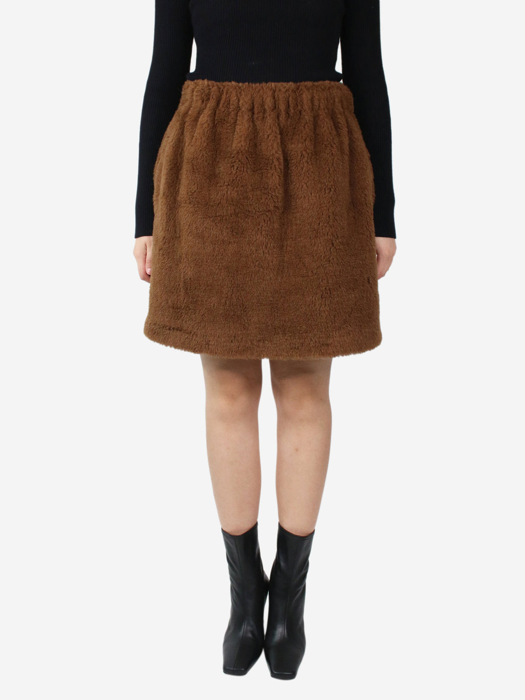 Brown elasticated-waist alpaca skirt - size UK 10 Skirts Max Mara 
