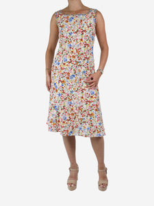 Caroline Charles Multicolour sleeveless floral printed dress - size UK 8