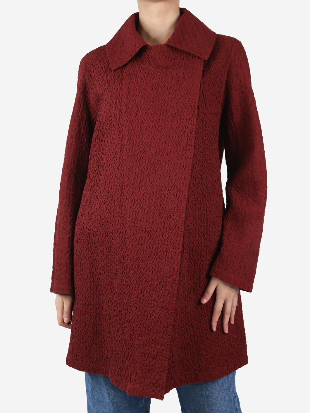Red textured open button-up coat - size 3 Coats & Jackets HaaT Issey Miyake 