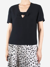 Load image into Gallery viewer, Black short-sleeved bow detail top - size UK 8 Tops Miu Miu 
