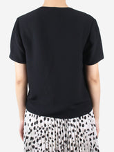 Load image into Gallery viewer, Black short-sleeved bow detail top - size UK 8 Tops Miu Miu 
