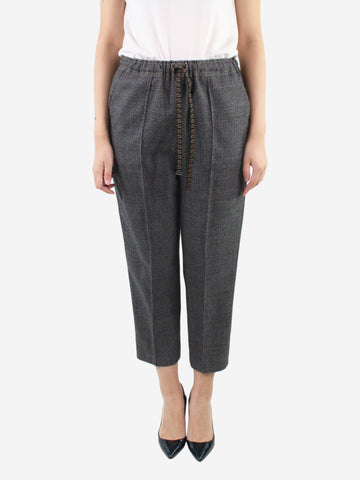 Grey high-rise cut houndstooth trousers - size UK 10 Trousers Fendi 