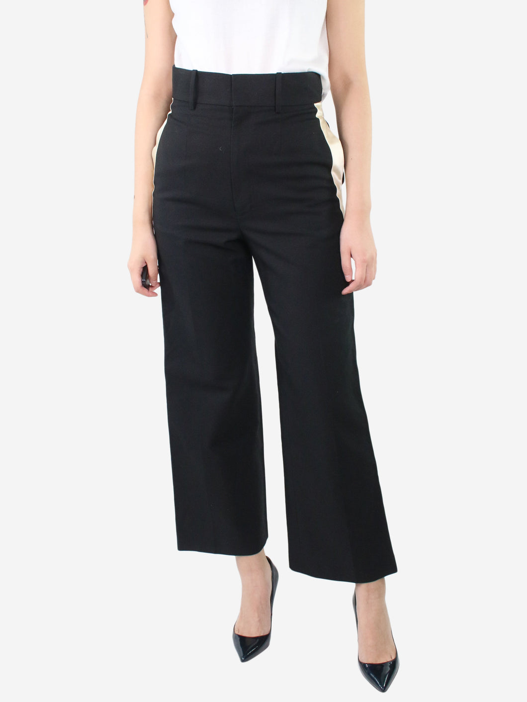 Black high-rise striped trousers - size UK 8 Trousers Helmut Lang 