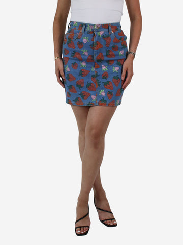 Blue denim strawberry print mini skirt - size IT 40 Skirts Gucci 