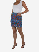 Load image into Gallery viewer, Blue denim strawberry print mini skirt - size IT 40 Skirts Gucci 
