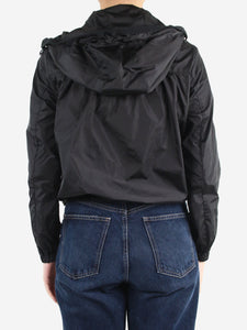 Moncler Black hooded floral embroidered jacket - size 0