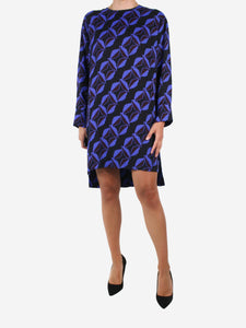 Marni Black and purple printed long-sleeve dress - size IT 40