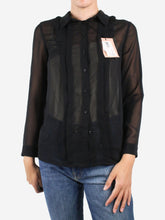 Load image into Gallery viewer, Black silk-blend ruffled blouse - size IT 42 Tops Miu Miu 

