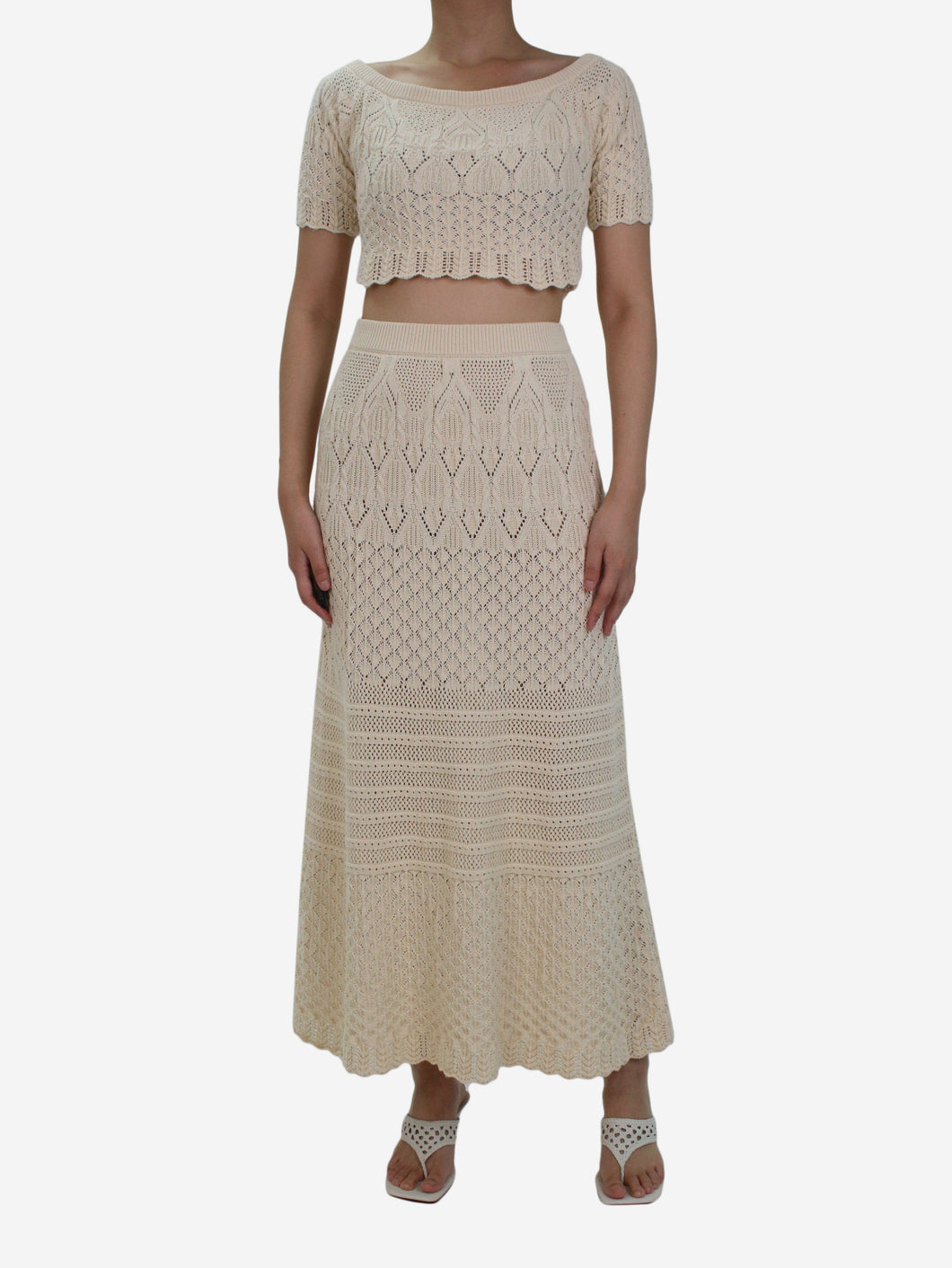 Cream knit croche skirt and cropped top set - size UK 8 Sets Ba&sh 