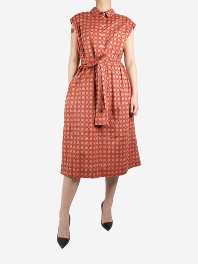 Burberry Red Midi Dress with belt - size 14 Dresses Burberry 