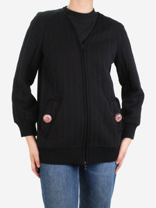 Missoni Missoni Black wool-blend embellished bomber jacket - size UK 10