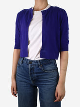 Load image into Gallery viewer, Purple single-button cardigan - size UK 10 Knitwear Akris 
