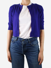 Load image into Gallery viewer, Purple single-button cardigan - size UK 10 Knitwear Akris 

