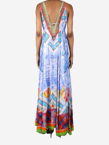 Camilla Multicolour long v-neck drawstring dress - size XS