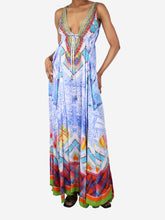 Load image into Gallery viewer, Multicolour long v-neck downstring dress - size XS/S Dresses Camilla 
