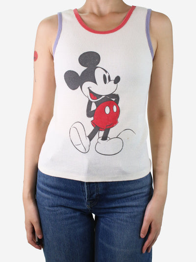 Cream Mickey Mouse waffle tank top - size S Tops Saint Laurent 