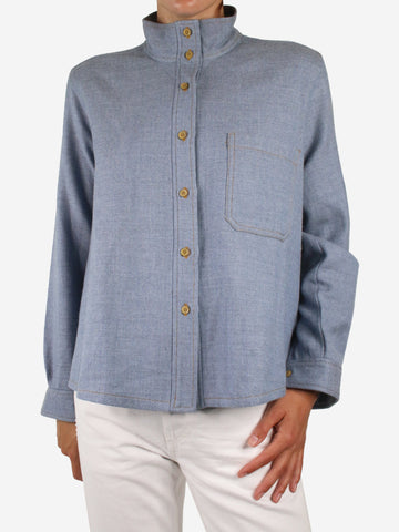 Blue wool high-neck pocket shirt - size US 4 Tops Rachel Comey 