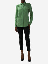 Load image into Gallery viewer, Green button-up silk shirt - size XS Tops Equipment 
